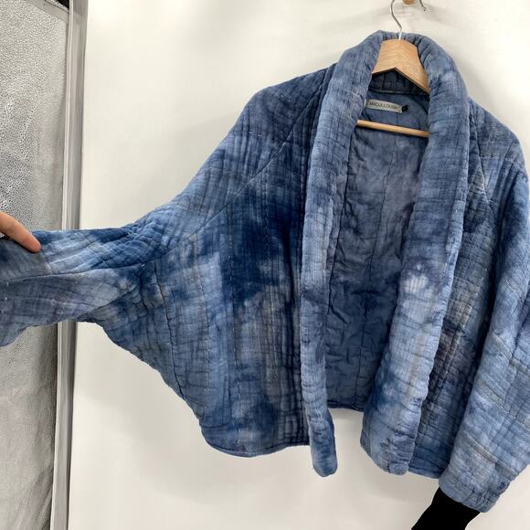 Blue tie dye quilted Bomber Jacket - Picture 3 of 5